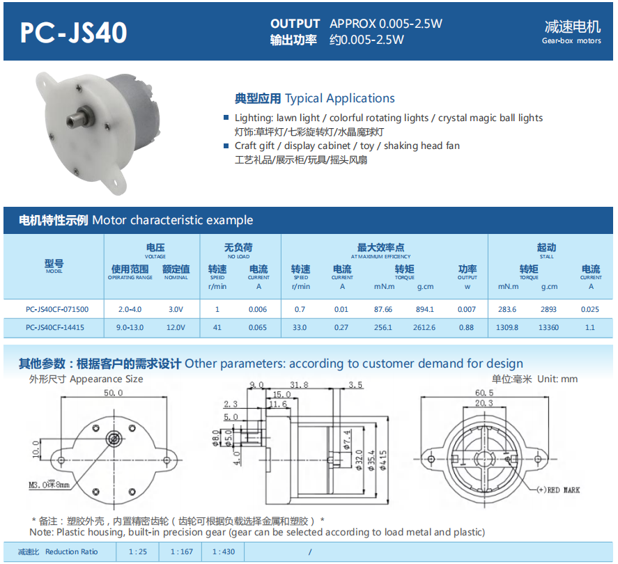 dc brush gear motor